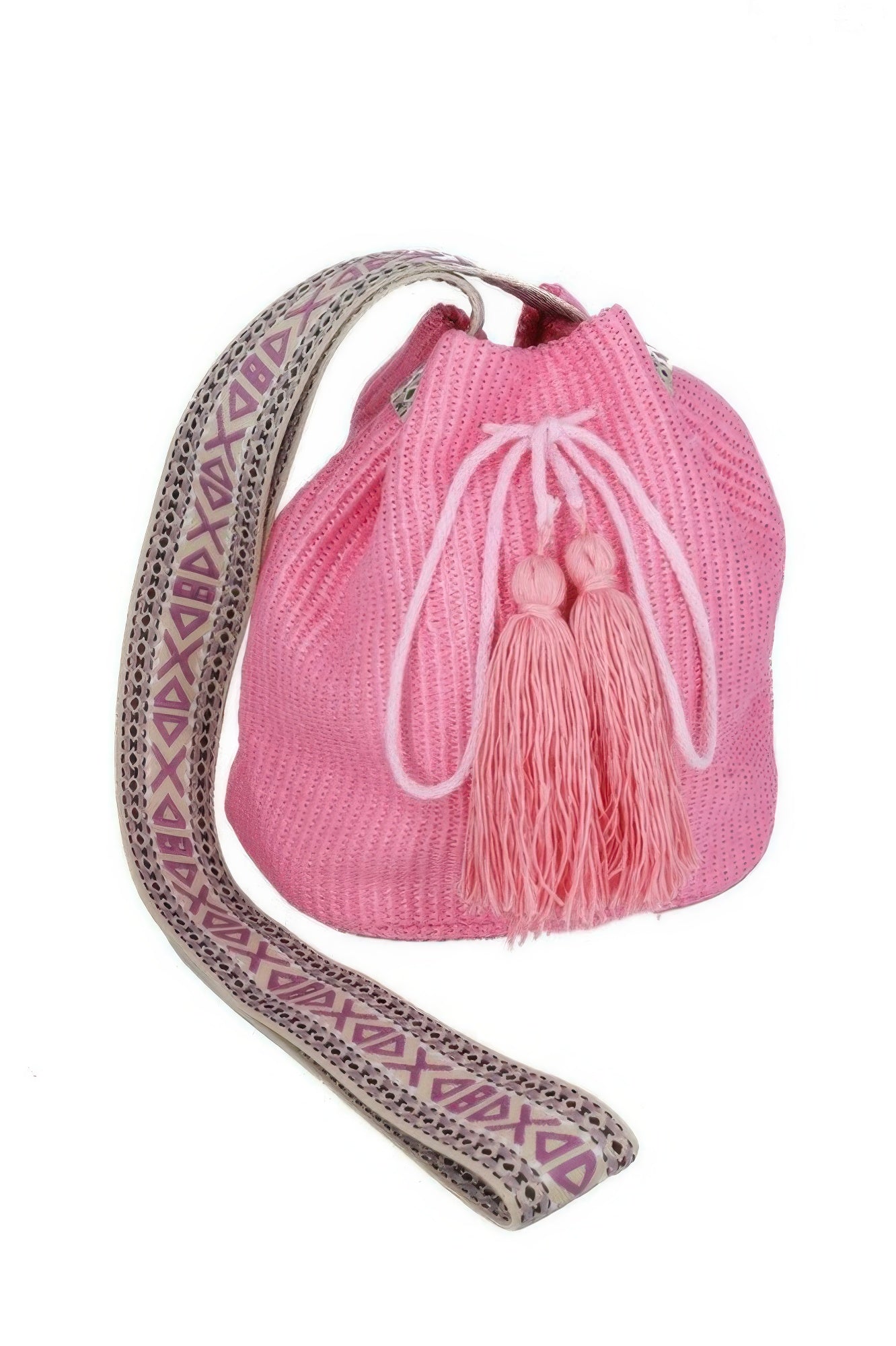 Bucket Bag With Aztec Strap - 3 color options