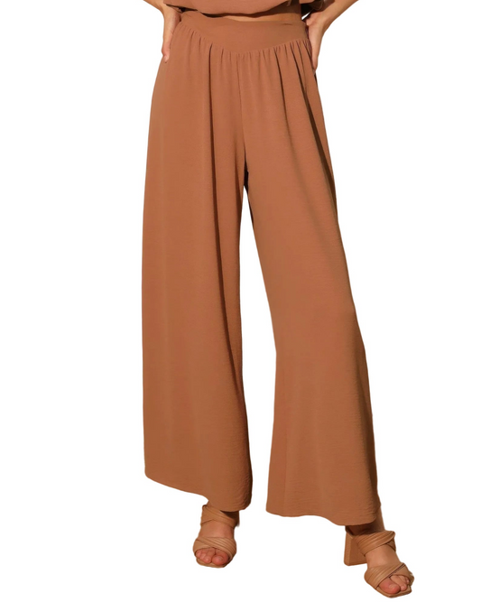 Matte Crepe Wide Leg Swing Pants