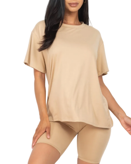 Loose Fit Top & Biker Shorts Set - 18 color options