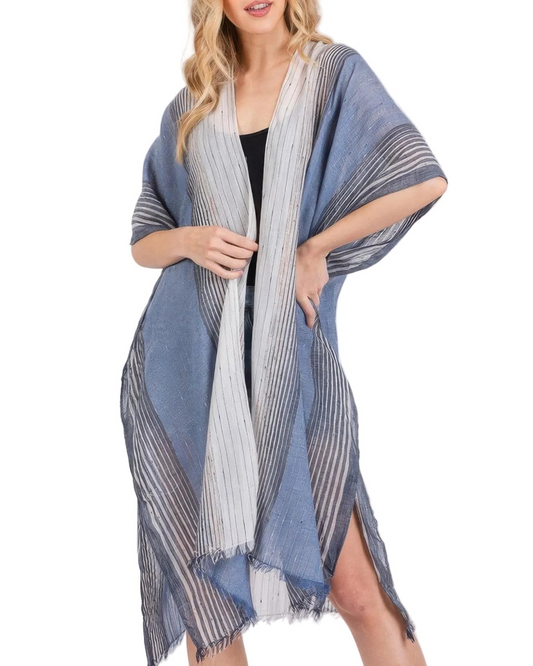 Striped Two Tone Cover Up Kimono - 2 color options