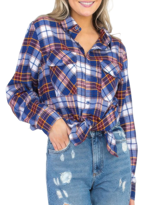 Oversized Plaid Flannel Shirt - 10 color options