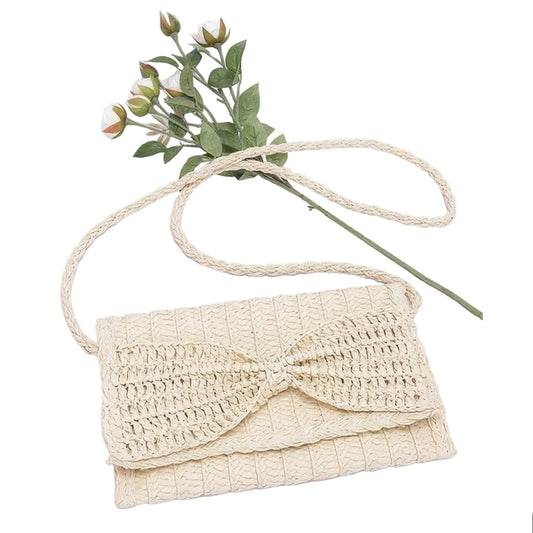 Faux Straw Ribbon Clutch