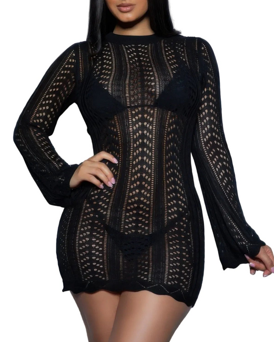 Kinsley Crochet Mini Cover-Up Dress - 2 color options