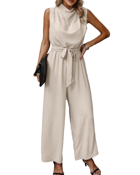 Cut Out Back Belted Jumpsuit - 3 color options
